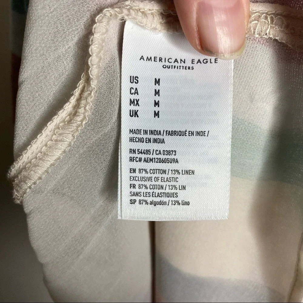 American Eagle | Striped Linen Blend Halter Tie Dress - Picture 7 of 7